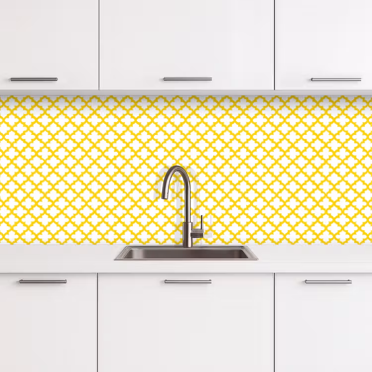 Patroon - Geometrisch - Klassiek - Geel keuken achterwand 2 middel 871 -3d