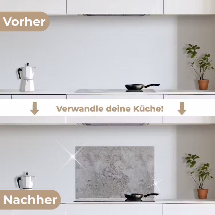 Patroon - Grijs - Oud - Beton keuken achterwand spatscherm klein 900 -voor_na_DE