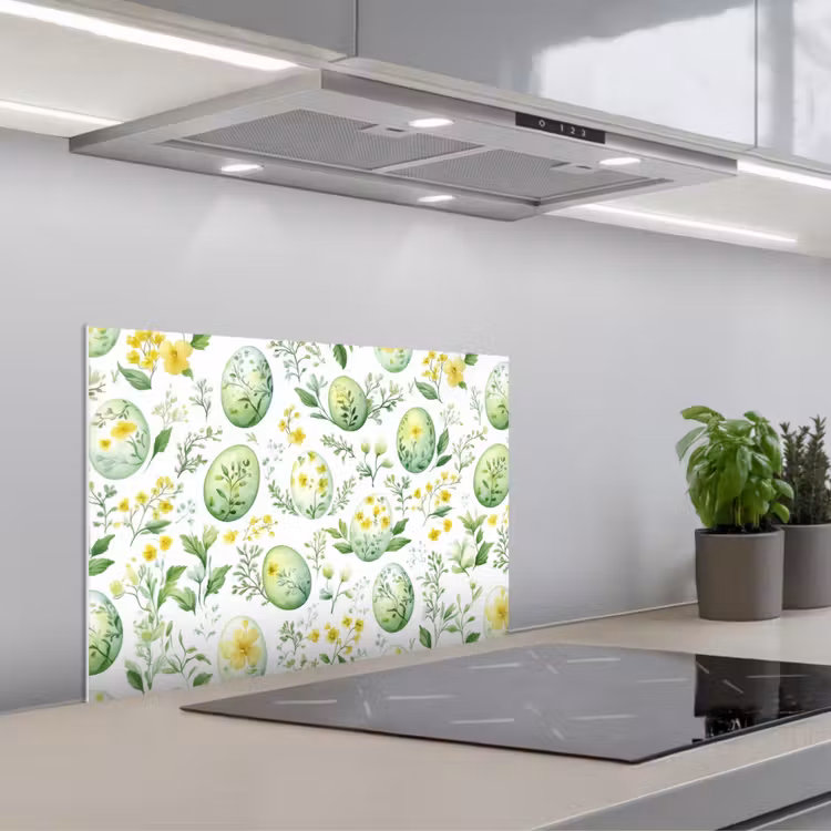 Patroon - Groen - Eieren keuken achterwand spatscherm klein -3d_schuin