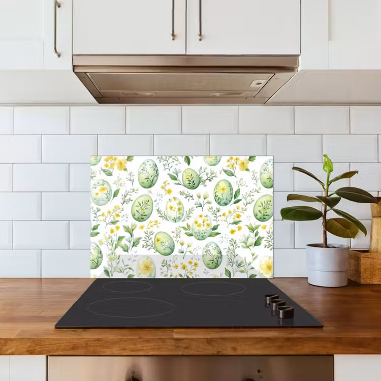 Patroon - Groen - Eieren keuken achterwand spatscherm klein -sfeer2