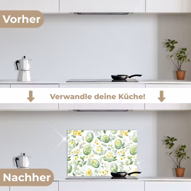 Patroon - Groen - Eieren keuken achterwand spatscherm klein -voor_na_DE