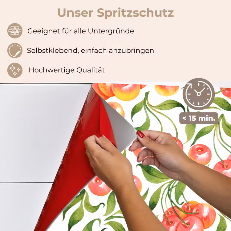 Patroon - Kersen - Wit keuken achterwand spatscherm klein 900 -spatscherm_DE