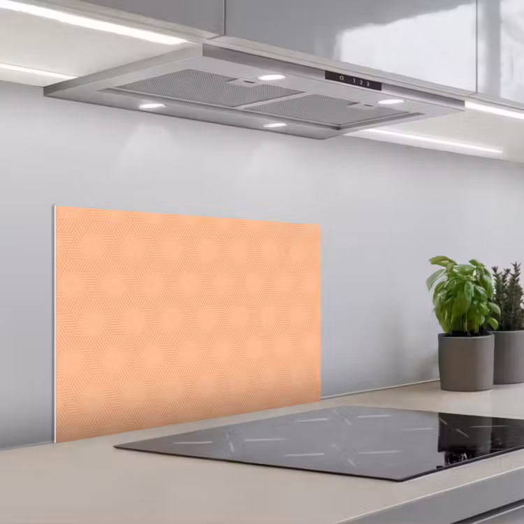 Patroon - Oranje - Lijnen keuken achterwand spatscherm klein 900 -3d_schuin