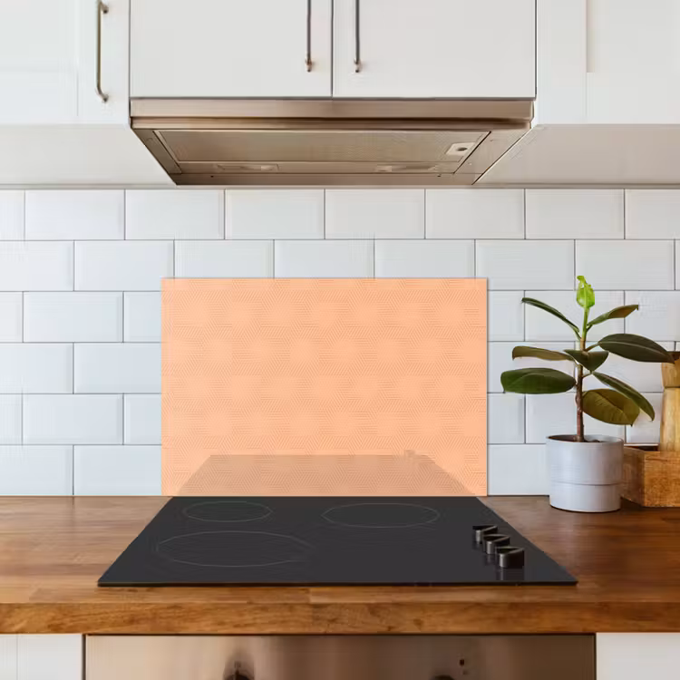 Patroon - Oranje - Lijnen keuken achterwand spatscherm klein 900 -sfeer2