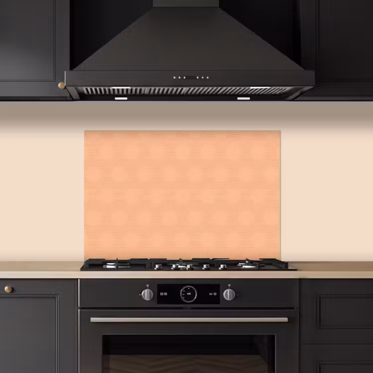 Patroon - Oranje - Lijnen keuken achterwand spatscherm klein 900 -sfeer1