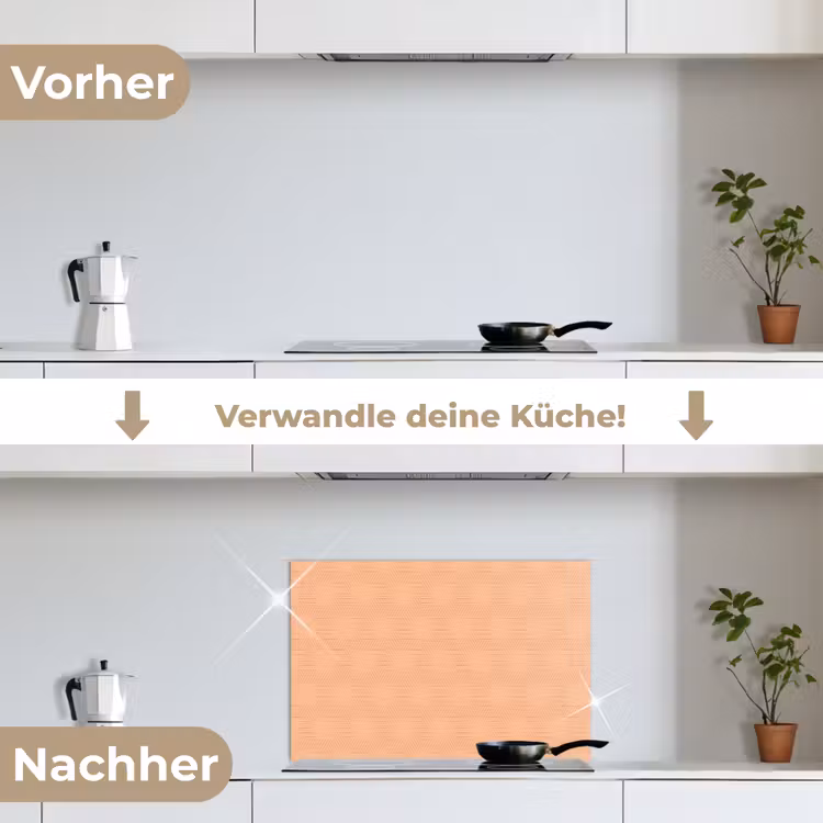 Patroon - Oranje - Lijnen keuken achterwand spatscherm klein 900 -voor_na_DE