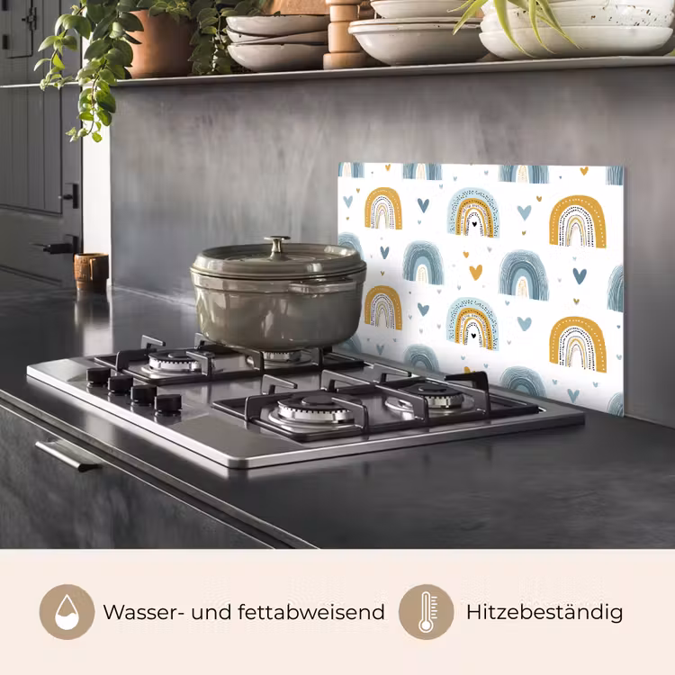 Patroon - Regenboog - Hartjes keuken achterwand spatscherm klein -usp_DE