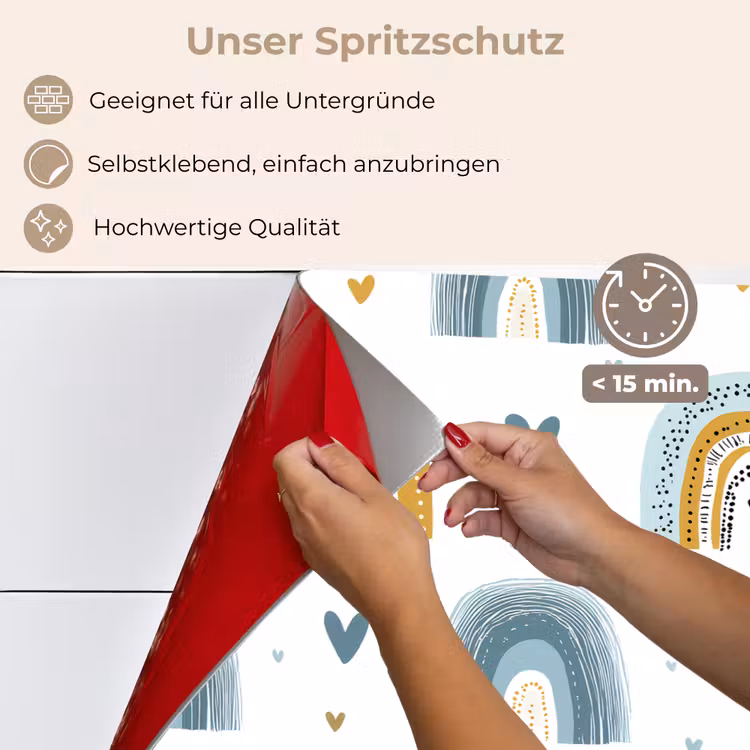 Patroon - Regenboog - Hartjes keuken achterwand spatscherm klein -spatscherm_DE