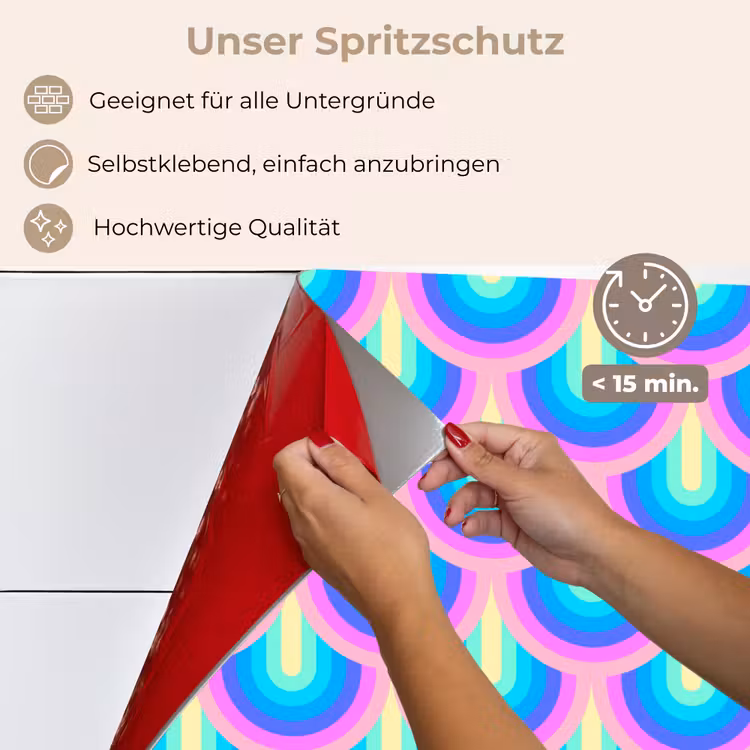 Patroon - Regenboogwaaier - Neon keuken achterwand spatscherm klein 900 -spatscherm_DE