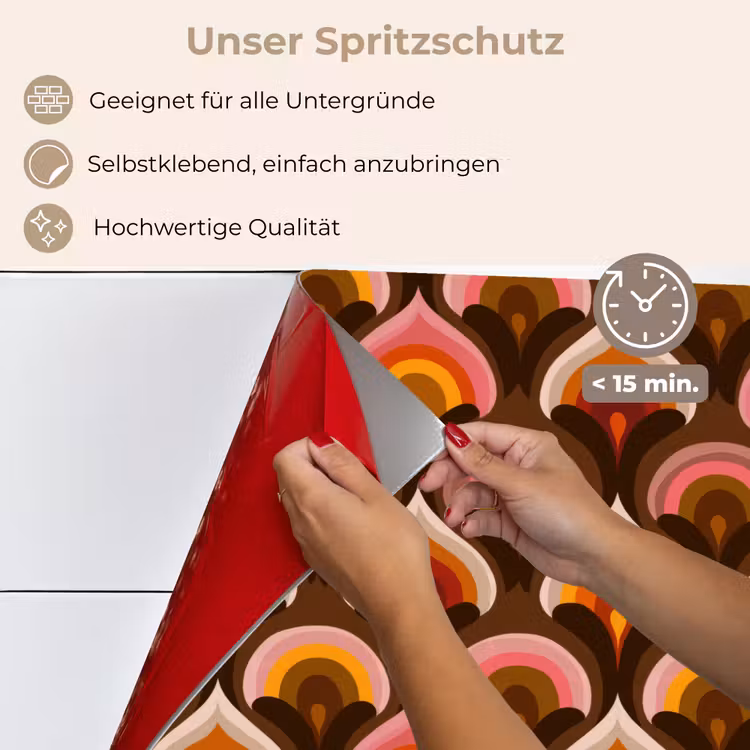 Patroon - Retro - Kleurrijk keuken achterwand spatscherm klein 900 -spatscherm_DE