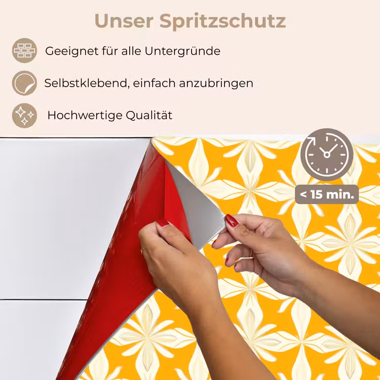 Patroon - Retro - Geel keuken achterwand spatscherm klein 900 -spatscherm_DE