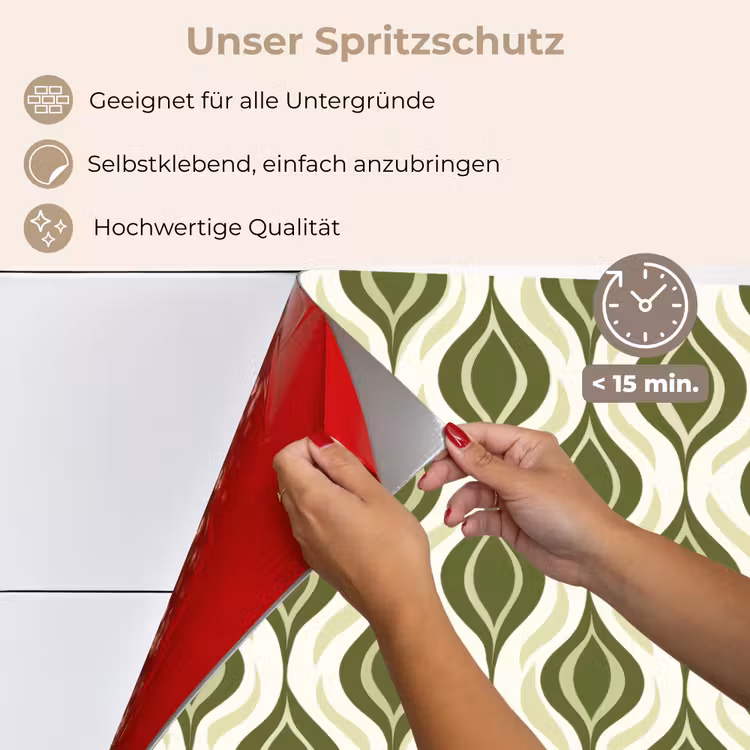 Patroon - Retro - Groen keuken achterwand spatscherm klein 900 -spatscherm_DE