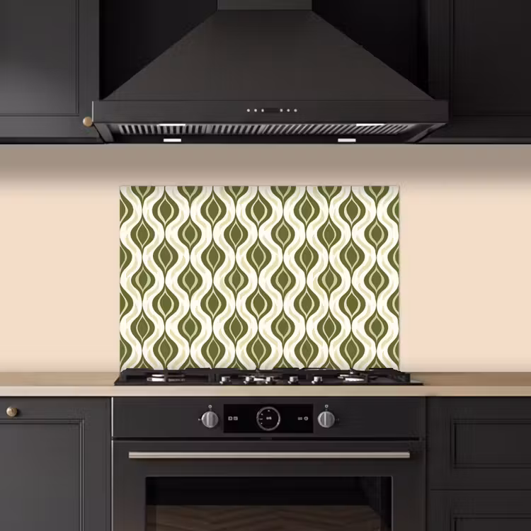 Patroon - Retro - Groen keuken achterwand spatscherm klein 900 -sfeer1