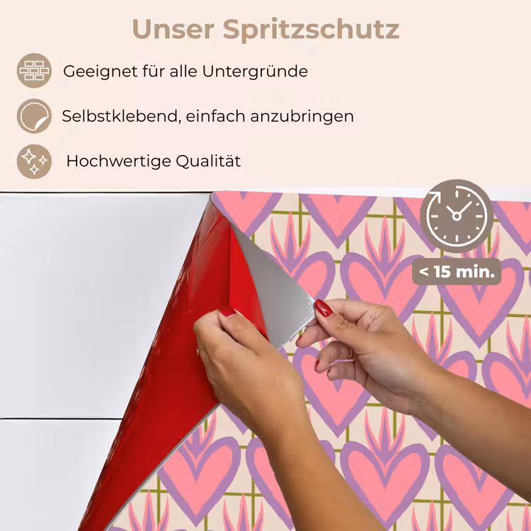 Patroon - Roze - Hartjes keuken achterwand spatscherm klein 900 -spatscherm_DE