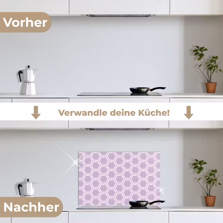 Patroon - Roze - Paars keuken achterwand spatscherm klein 900 -voor_na_DE