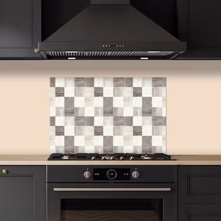 Patroon - Dambord - Houtnerf keuken achterwand spatscherm klein 900 -sfeer1