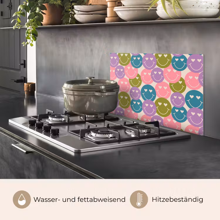 Patroon - Smiley - Kleurrijk - Hartjes keuken achterwand spatscherm klein 900 -usp_DE