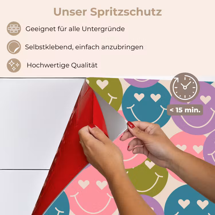 Patroon - Smiley - Kleurrijk - Hartjes keuken achterwand spatscherm klein 900 -spatscherm_DE
