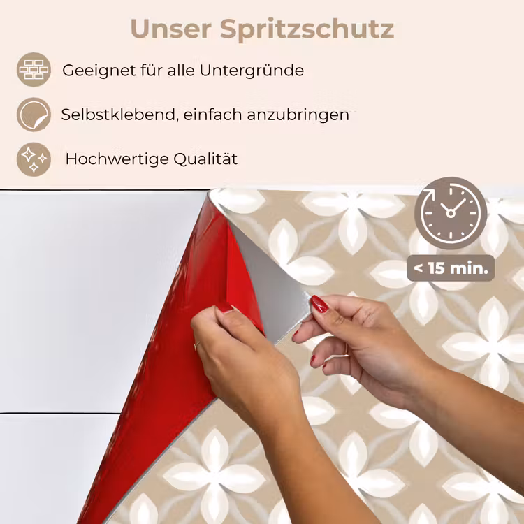Patroon - Symmetrisch - Beige keuken achterwand spatscherm klein 900 -spatscherm_DE