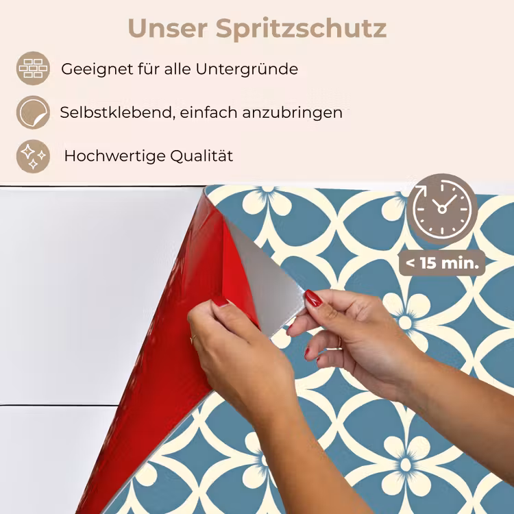 Patroon - Symmetrisch - Blauw keuken achterwand spatscherm klein 900 -spatscherm_DE