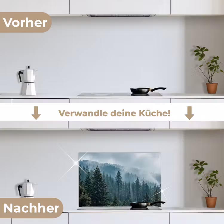 Naaldwoud - Bergen - Mist keuken achterwand spatscherm klein -voor_na_DE