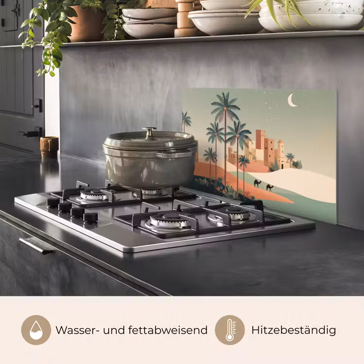 Nachtlandschap - Kamelen - Sterren - zandduinden keuken achterwand spatscherm klein -usp_DE