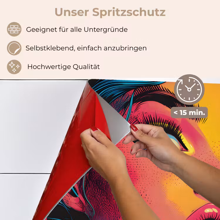 Close-up - Vrouwengezicht - Stippen - Geel keuken achterwand spatscherm klein -spatscherm_DE