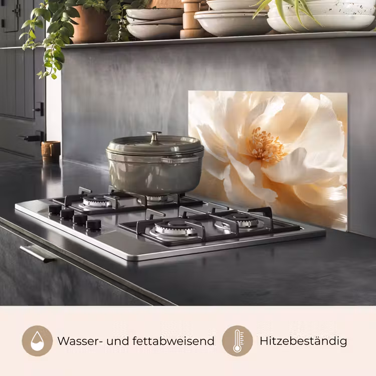 Close up - Pioenroos - Wit keuken achterwand spatscherm klein -usp_DE