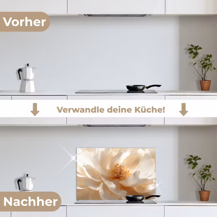 Close up - Pioenroos - Wit keuken achterwand spatscherm klein -voor_na_DE