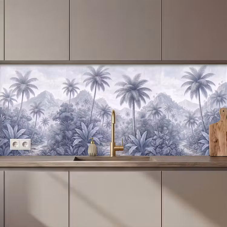 Natuur - Boom - Tropisch - Landschap - Blauw keuken achterwand 2 middel zz_3dshopping