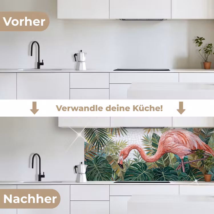 Natuur - Bladeren - Abstract - Groen - Vogel keuken achterwand 2 middel -voor-na_DE