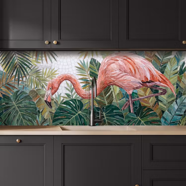 Natuur - Bladeren - Abstract - Groen - Vogel keuken achterwand 2 middel -sfeer1