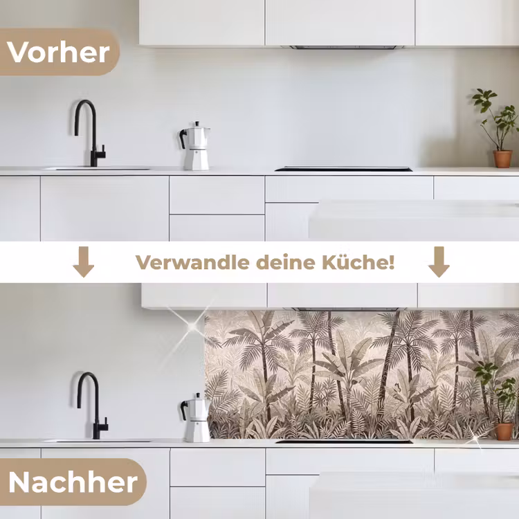 Natuur - Bladeren - Landschap - Mozaïek - Beige keuken achterwand 2 middel -voor-na_DE