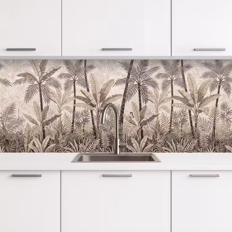 Natuur - Bladeren - Landschap - Mozaïek - Beige keuken achterwand 2 middel -3d