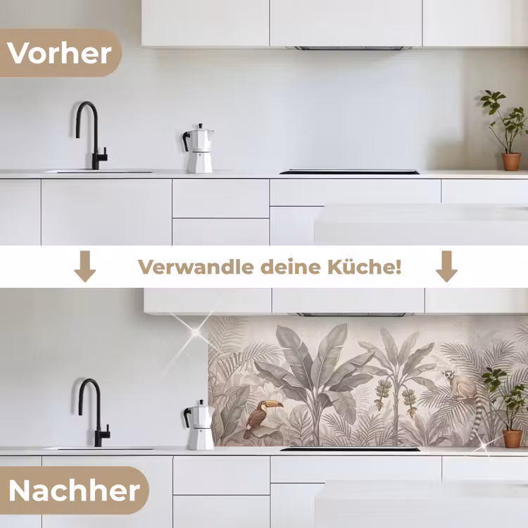 Natuur - Jungle - Ringstaartmaki - Bruin keuken achterwand 2 middel -voor-na_DE