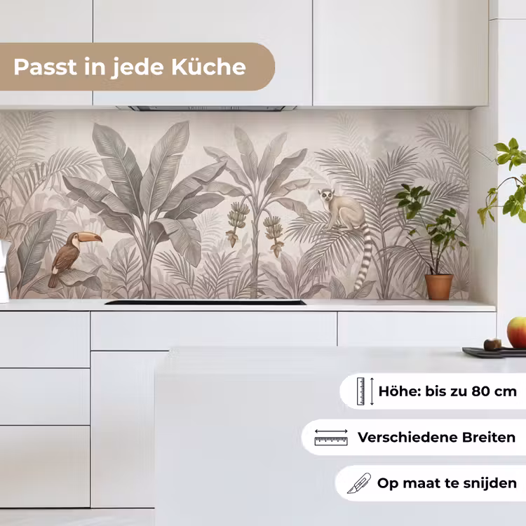 Natuur - Jungle - Ringstaartmaki - Bruin keuken achterwand 2 middel -sfeer4_DE