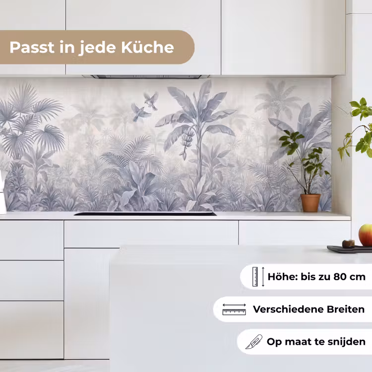 Natuur - Vogel - Jungle - Illustratie - Blauw keuken achterwand 2 middel -sfeer4_DE