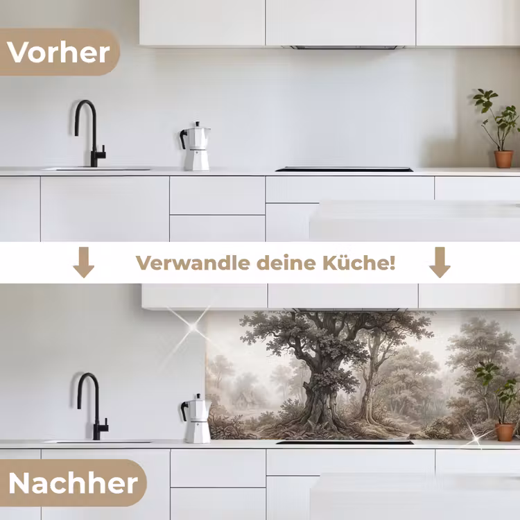 Natuur - Bos - Eik keuken achterwand 2 middel -voor-na_DE
