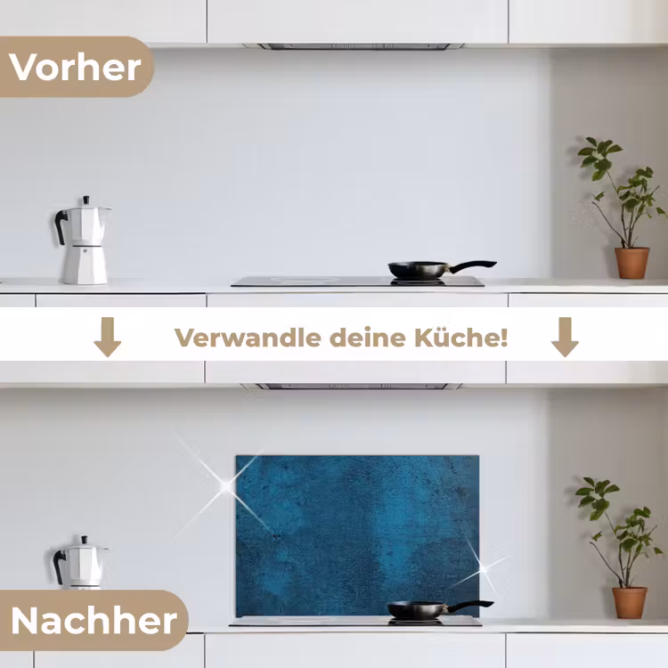 Natuursteen - Beton - Steen - Blauw keuken achterwand spatscherm klein -voor_na_DE
