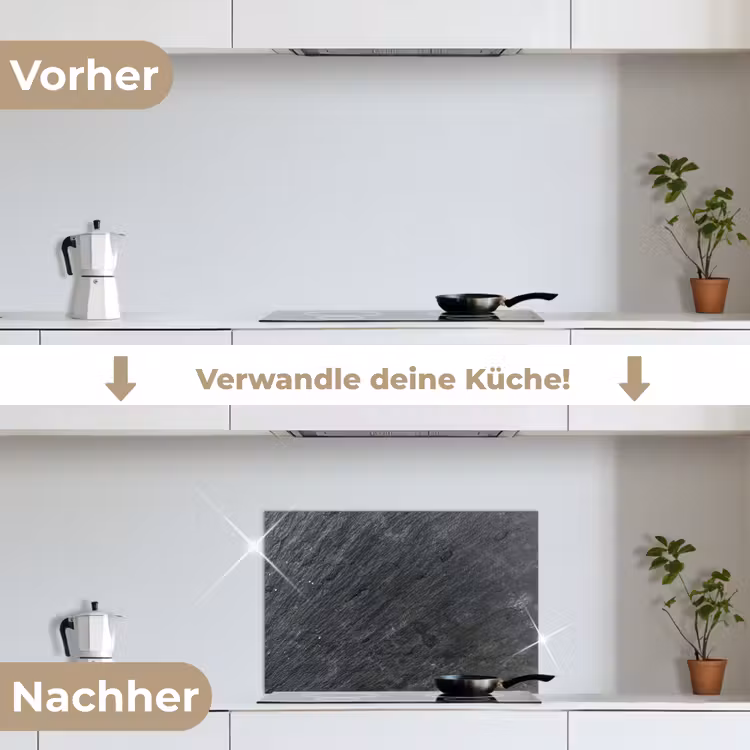 Natuursteen - Industrieel - Leisteen - Structuur - Grijs keuken achterwand spatscherm klein -voor_na_DE