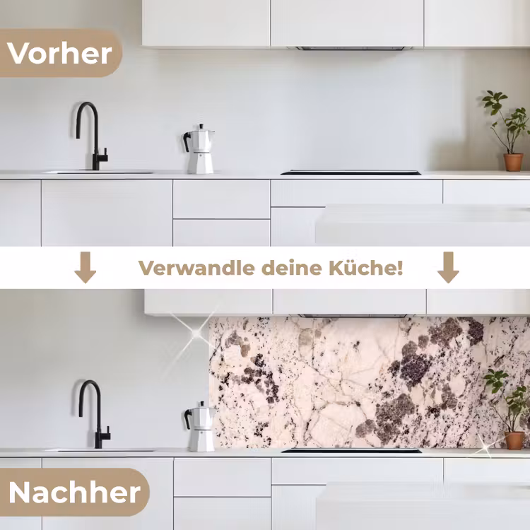 Natuursteen - Patroon - Abstract - Beige - Grijs keuken achterwand 2 middel -voor-na_DE