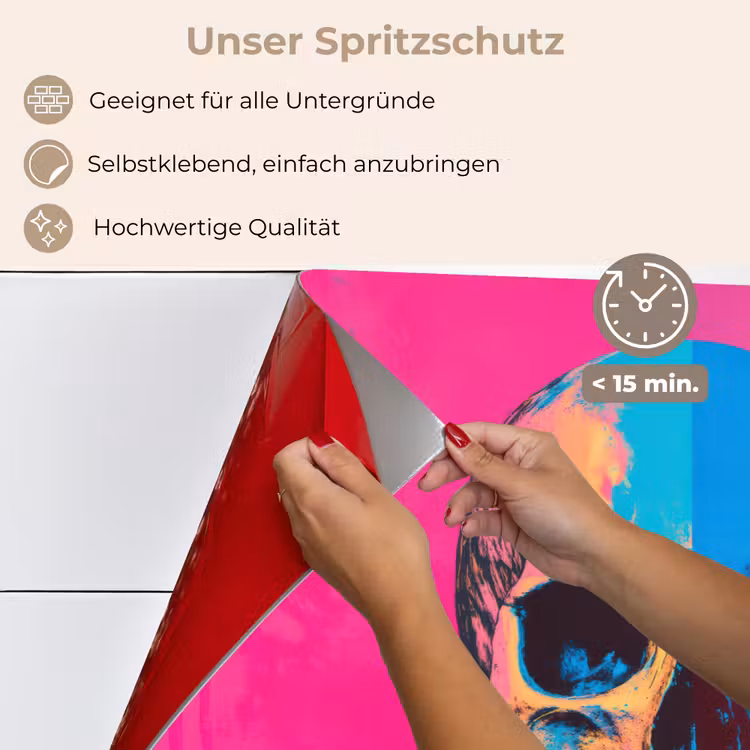 Neon - Blauw - Pop-art - Schedel keuken achterwand spatscherm klein -spatscherm_DE