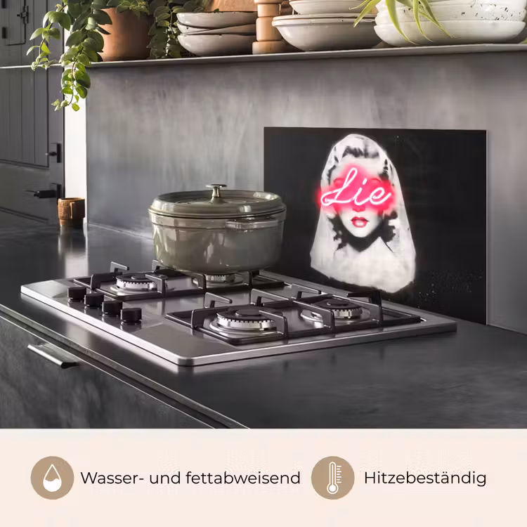 Neon - Letters - Vintage - Vrouw keuken achterwand spatscherm klein -usp_DE
