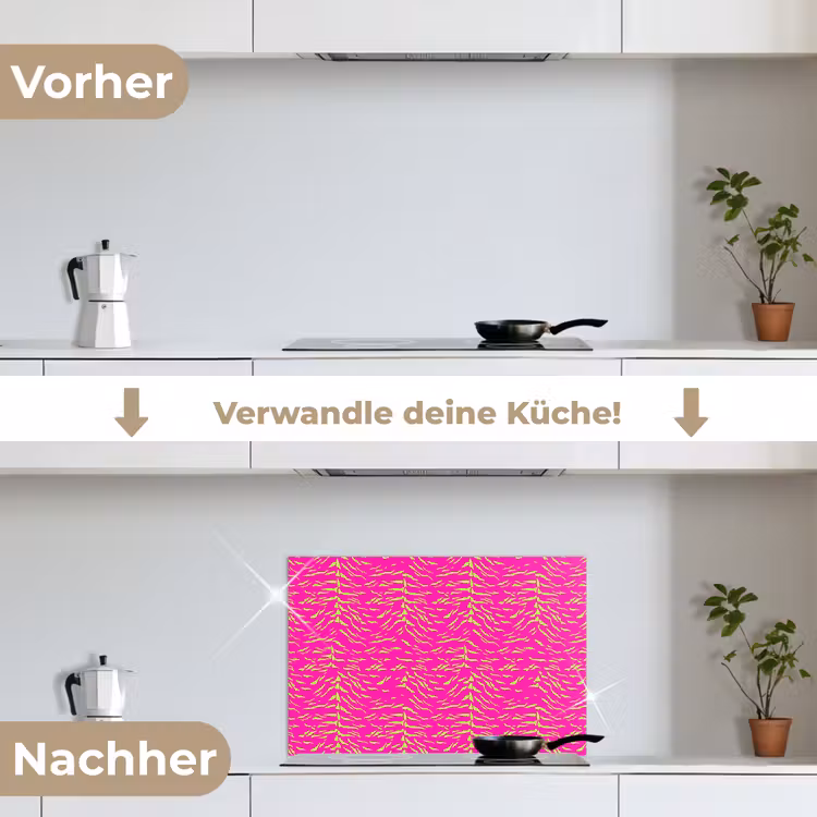 Neon - Groen - Roze - Tijger keuken achterwand spatscherm klein 900 -voor_na_DE