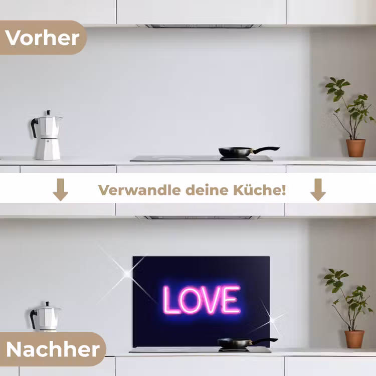 Neon - Love - Valentijn keuken achterwand spatscherm klein -voor_na_DE