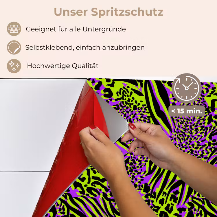 Neon - Paars - Dieren - Patroon keuken achterwand spatscherm klein 900 -spatscherm_DE