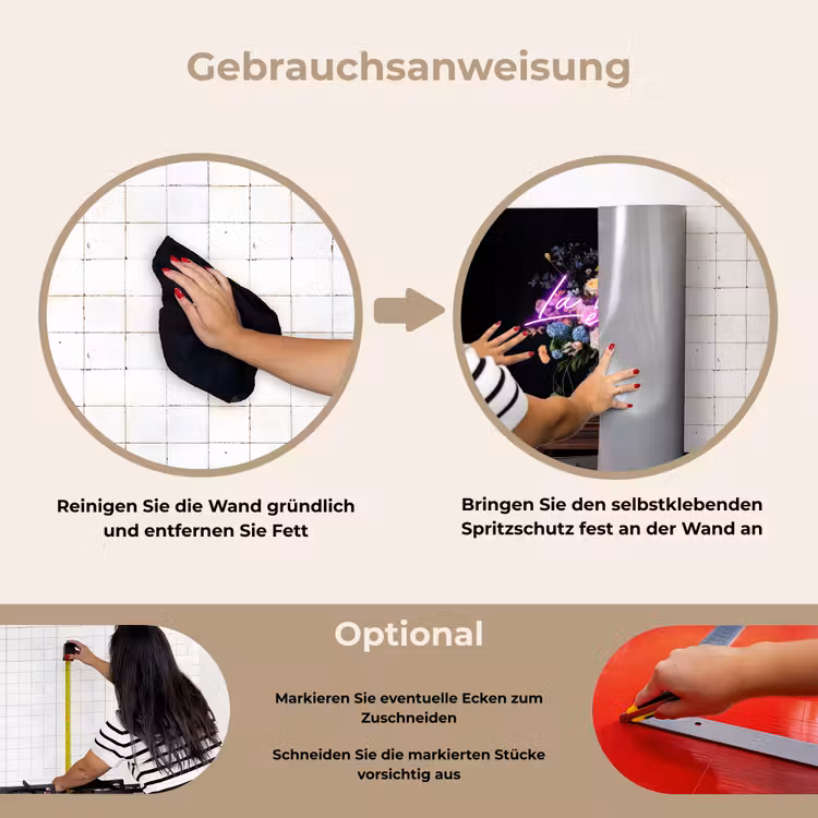 Neon - Vaas - Bloemen keuken achterwand spatscherm klein -gebruiksaanwijzing_DE