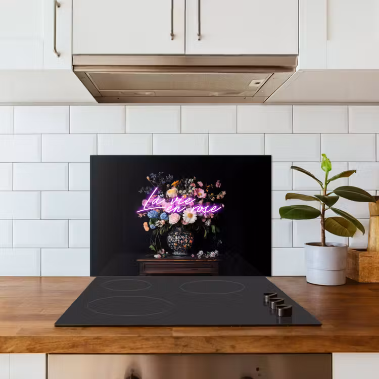 Neon - Vaas - Bloemen keuken achterwand spatscherm klein -sfeer2