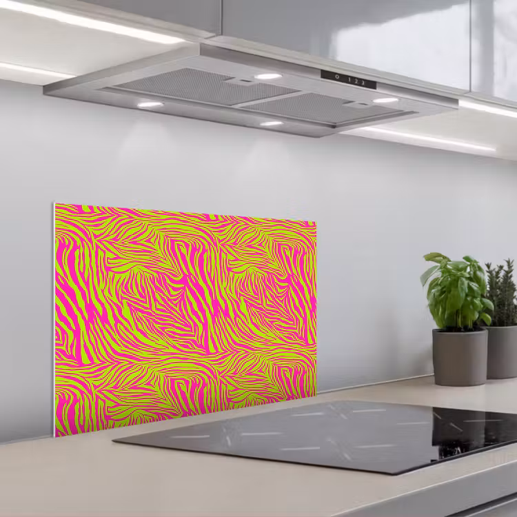 Neon - Zebra - Roze - Groen keuken achterwand spatscherm klein 900 -3d_schuin