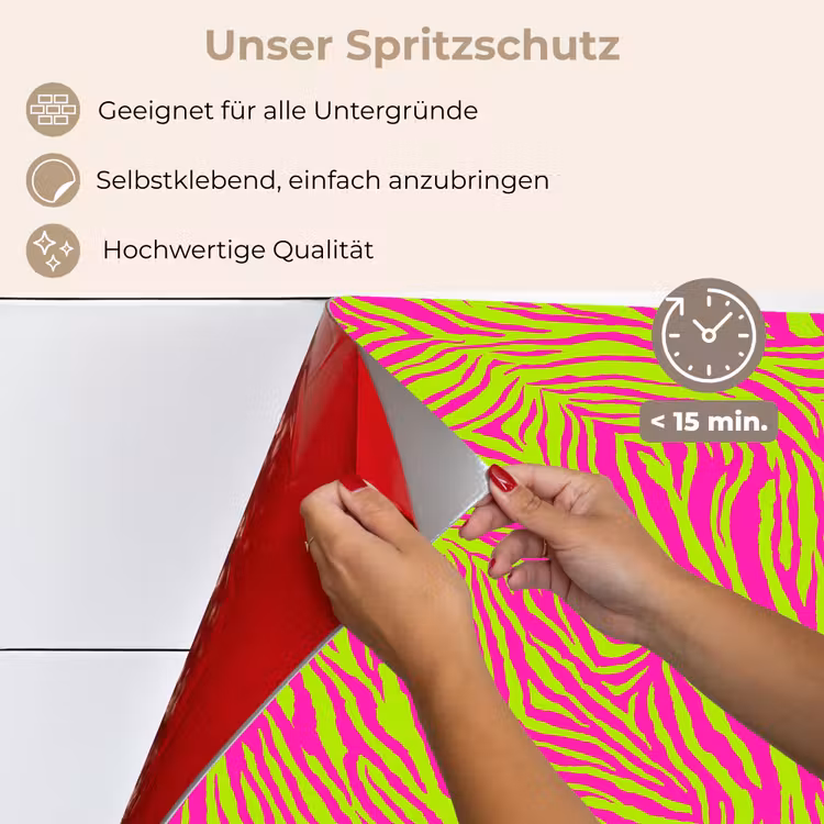 Neon - Zebra - Roze - Groen keuken achterwand spatscherm klein 900 -spatscherm_DE